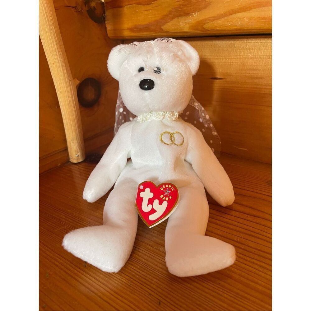 Mrs Retired 2001 White Plush Ty Beanie Babie Bride